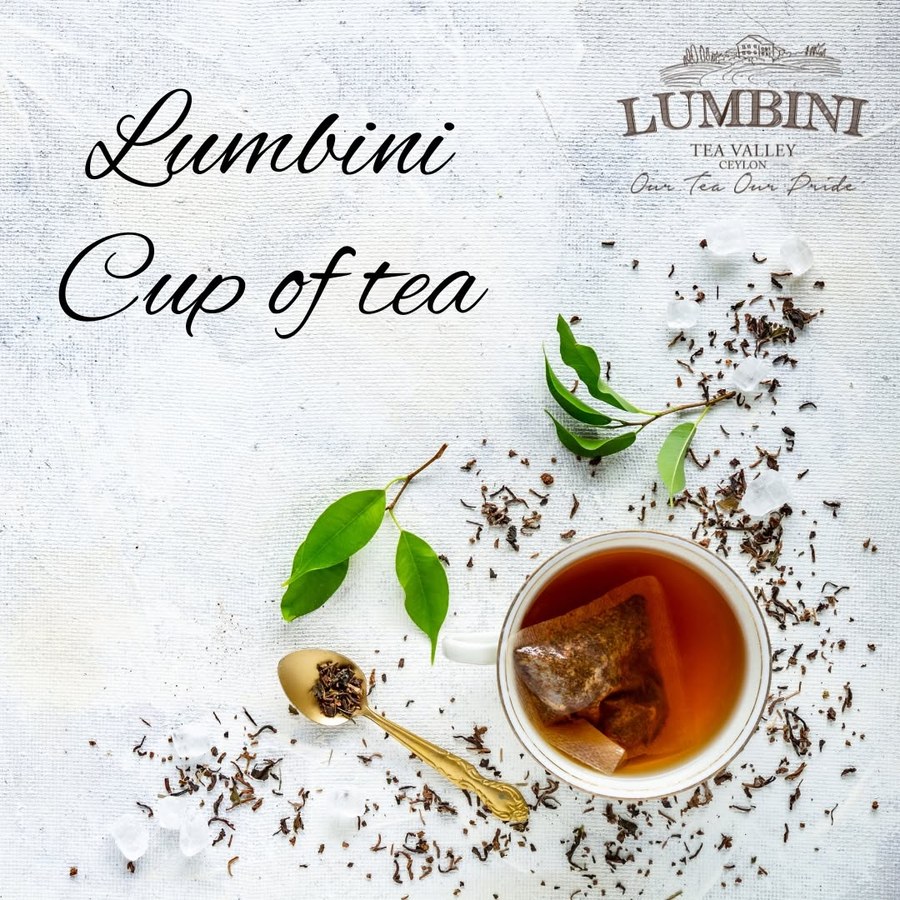 Lumbini porcelain teacup with embossed crest